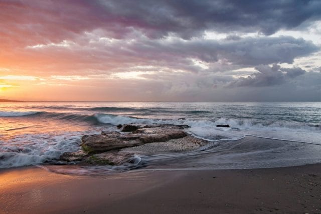 Sunrise on the beach in Sardinia