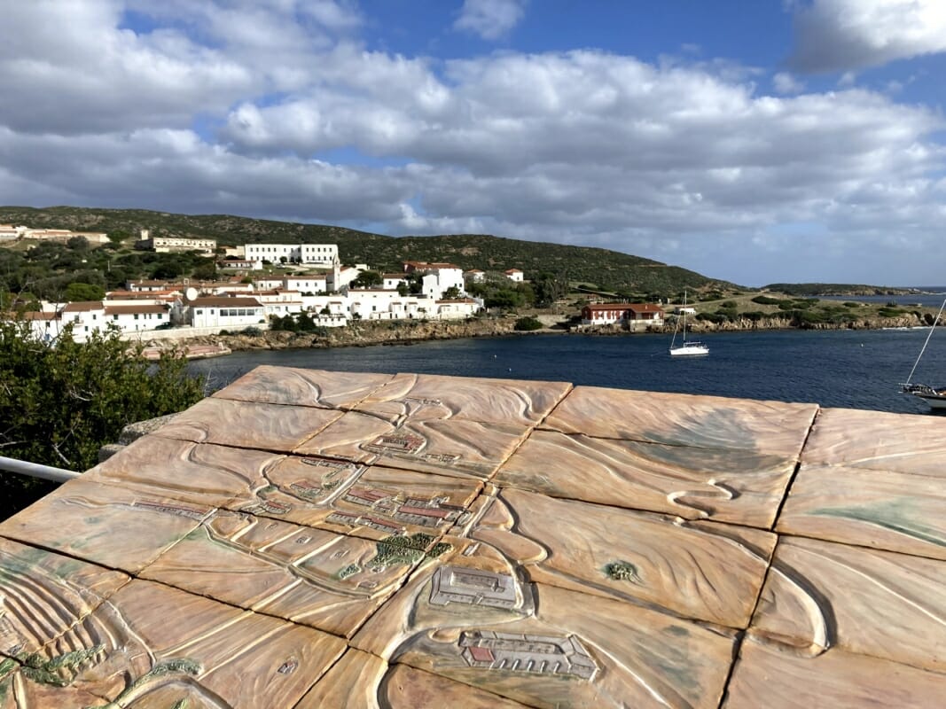 Map with view of Cala D Oliva Island Asinara